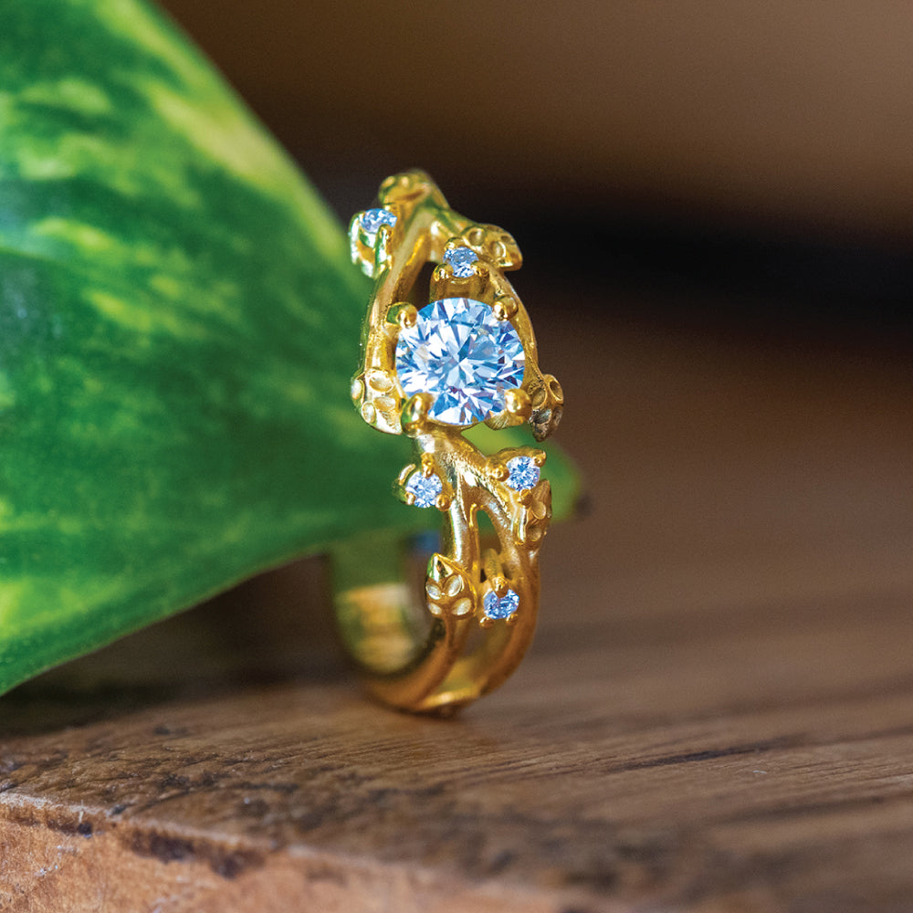 Anello Leaf e Diamond